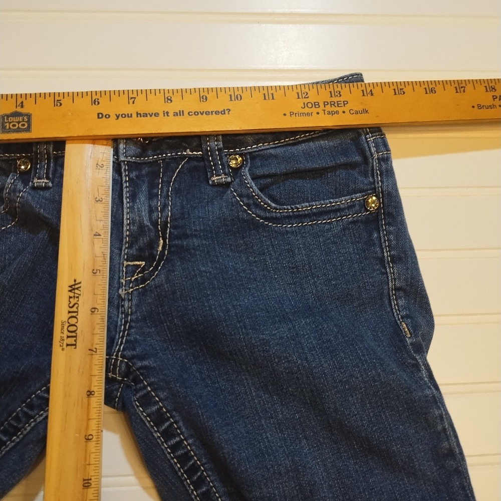 Miss Me Skinny Jeans Womens 28 Dark Wash Low Rise Embellished Y2K Western Denim - Picture 14 of 15